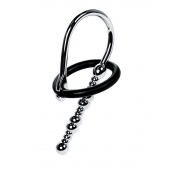 Серебристый уретральный плаг-бусины TOYFA Metal с мягким фиксириющим кольцом - ToyFa - купить с доставкой в Якутске