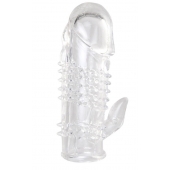 Прозрачная гелевая насадка с шипами и клиторальным отростком - 13 см. - Toyfa Basic - в Якутске купить с доставкой
