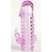 Закрытая фиолетовая насадка с 2 отростками - 13 см. - Toyfa Basic - в Якутске купить с доставкой