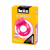 Розовое эрекционное виброкольцо Luxe VIBRO  Ужас Альпиниста  + презерватив - Luxe - в Якутске купить с доставкой