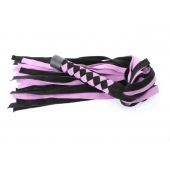 Черно-розовая плеть из замши - 58 см. - БДСМ Арсенал - купить с доставкой в Якутске