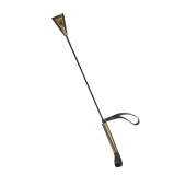 Черно-золотистый стек с хлопушкой из кожи - 62 см. - Sitabella - купить с доставкой в Якутске Черно-золотистый стек с хлопушкой из кожи - 62 см. - Sitabella - купить с доставкой в Якутске