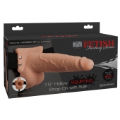 Телесный полый страпон с имитацией эякуляции 7.5  Hollow Squirting Strap-On with Balls Flesh - 21,6 см. - Pipedream - купить с доставкой в Якутске