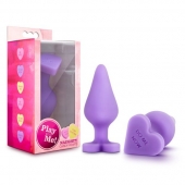 Фиолетовая анальная пробка Naughty Candy Heart Do Me Now - 8,9 см. - Blush Novelties - купить с доставкой в Якутске