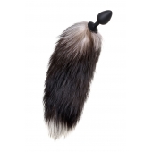 Черная анальная втулка с хвостом чернобурой лисы - размер М - POPO Pleasure в Якутске Черная анальная втулка с хвостом чернобурой лисы - размер М - POPO Pleasure