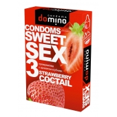 Презервативы для орального секса DOMINO Sweet Sex с ароматом клубничного коктейля  - 3 шт. - Domino - купить с доставкой в Якутске