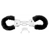 Меховые чёрные наручники Beginner s Furry Cuffs - Pipedream - купить с доставкой в Якутске