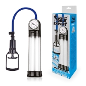 Прозрачная вакуумная помпа Sex Expert с манометром - Sex Expert - в Якутске купить с доставкой