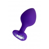 Фиолетовая анальная втулка Diamond Heart с прозрачным кристаллом - 8 см. - ToyFa - купить с доставкой в Якутске