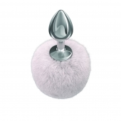 Серебристая анальная пробка с белым пушистым хвостиком Twinkle - Lola Games - купить с доставкой в Якутске