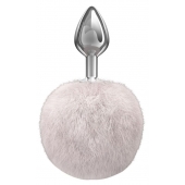 Серебристая анальная пробка с белым пушистым хвостиком Twinkle - Lola Games - купить с доставкой в Якутске