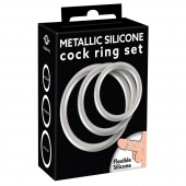 Набор из 3 эрекционных колец под металл Metallic Silicone Cock Ring Set - Orion - в Якутске купить с доставкой