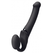 Черный безремневой вибрострапон Silicone Bendable Strap-On M - Strap-on-me - купить с доставкой в Якутске