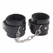 Черные оковы на ноги Obey Me Leather Ankle Cuffs - Chisa - купить с доставкой в Якутске