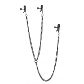Черные зажимы на соски и клитор на цепочке DELUXE NIPPLE   CLIT CLAMPS - Dream Toys - купить с доставкой в Якутске