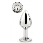 Серебристая анальная втулка с прозрачным кристаллом - 7,1 см. - Dream Toys - купить с доставкой в Якутске