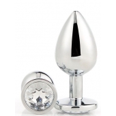 Серебристая анальная втулка с прозрачным кристаллом - 7,1 см. - Dream Toys - купить с доставкой в Якутске