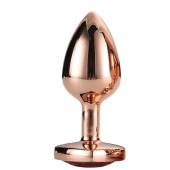 Золотистая анальная втулка с кристаллом-сердечком розового цвета - 7,1 см. - Dream Toys - купить с доставкой в Якутске