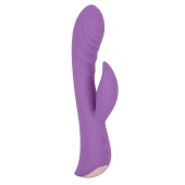 Фиолетовый вибромассажер-кролик 5  Silicone Ripple Passion - 19,1 см. - Erokay