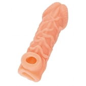 Телесная закрытая насадка с венками Cock Sleeve Size S - 13,8 см. - KOKOS - в Якутске купить с доставкой