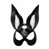 Черная маска зайки с белым мехом на ушках Miss Bunny - БДСМ Арсенал - купить с доставкой в Якутске