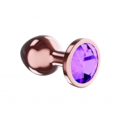 Пробка цвета розового золота с фиолетовым кристаллом Diamond Amethyst Shine S - 7,2 см. - Lola Games - купить с доставкой в Якутске