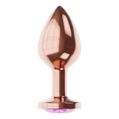 Пробка цвета розового золота с фиолетовым кристаллом Diamond Amethyst Shine S - 7,2 см. - Lola Games - купить с доставкой в Якутске