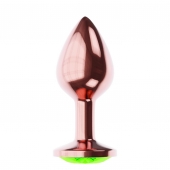 Пробка цвета розового золота с лаймовым кристаллом Diamond Emerald Shine S - 7,2 см. - Lola Games - купить с доставкой в Якутске