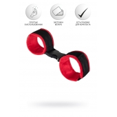 Красно-черные велюровые наручники Anonymo - ToyFa - купить с доставкой в Якутске