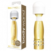 Золотистый жезловый мини-вибратор с кристаллами Mini Massager Gold Edition - Bodywand