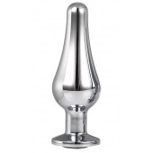 Серебристая анальная пробка с кристаллом Silver Pleasure Plug S - 9 см. - Dream Toys