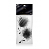 Зажимы на соски с черными пуховыми кисточками Sweet Caress Feather Nipple Clumps - Sweet Caress - купить с доставкой в Якутске