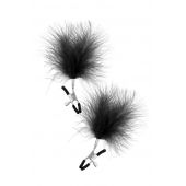 Зажимы на соски с черными пуховыми кисточками Sweet Caress Feather Nipple Clumps - Sweet Caress - купить с доставкой в Якутске