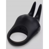 Черное эрекционное виброкольцо Sensation Rechargeable Vibrating Rabbit Love Ring - Fifty Shades of Grey - в Якутске купить с доставкой