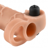 Телесная вибронасадка с кольцом Vibrating Real Feel 2 Extension - 16 см. - Pipedream - в Якутске купить с доставкой