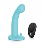 Голубая изогнутая насадка 6in Remote Control Ripple P-Spot G-Spot на черных трусиках - 16 см. - Pegasus - купить с доставкой в Якутске