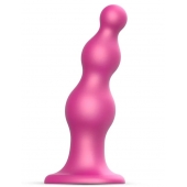 Розовая насадка Strap-On-Me Dildo Plug Beads size S - Strap-on-me - купить с доставкой в Якутске