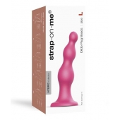 Розовая насадка Strap-On-Me Dildo Plug Beads size L - Strap-on-me - купить с доставкой в Якутске