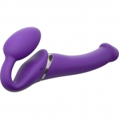 Фиолетовый безремневой вибрострапон Silicone Bendable Strap-On - size M - Strap-on-me - купить с доставкой в Якутске