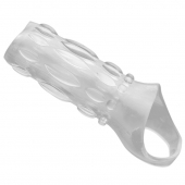 Насадка на пенис с кольцом для мошонки Clear Sensations Enhancer Sex Sleeve - 11,5 см. - XR Brands - в Якутске купить с доставкой