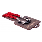 Металлические зажимы на соски с красными замшевыми кисточками - Crazy Handmade - купить с доставкой в Якутске Металлические зажимы на соски с красными замшевыми кисточками - Crazy Handmade - купить с доставкой в Якутске