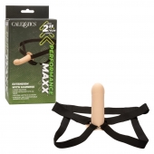 Телесный фаллопротез из силикона Extension with Harness - 15,75 см. - California Exotic Novelties - купить с доставкой в Якутске