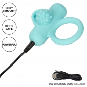 Аквамариновое эрекционное виброкольцо Silicone Rechargeable Nubby Lover’s Delight - California Exotic Novelties - в Якутске купить с доставкой