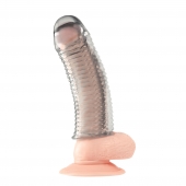 Текстурированная насадка на пенис Clear Textured Penis Enhancing Sleeve Extension - 16,5 см. - BlueLine - в Якутске купить с доставкой