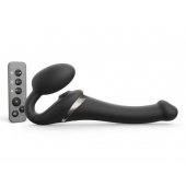 Черный безремневой страпон Multi Orgasm Size S с клиторальной стимуляцией - Strap-on-me - купить с доставкой в Якутске