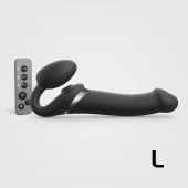 Черный безремневой страпон Multi Orgasm Size L с клиторальной стимуляцией - Strap-on-me - купить с доставкой в Якутске