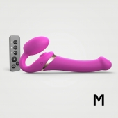 Ярко-розовый безремневой страпон Multi Orgasm Size M с клиторальной стимуляцией - Strap-on-me - купить с доставкой в Якутске