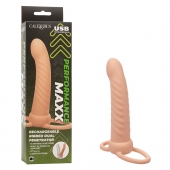 Телесная насадка для двойного проникновения Rechargeable Ribbed Dual Penetrator с вибрацией - California Exotic Novelties - купить с доставкой в Якутске