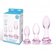 Набор из 3 стеклянных анальных пробок Rosebud Butt Plug Set - Glas