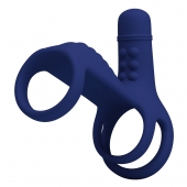 Синяя вибронасадка на пенис Vibrating Penis Sling - Baile - в Якутске купить с доставкой